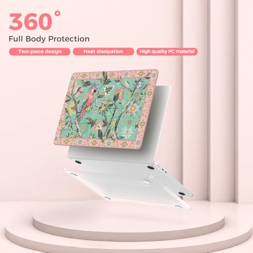 iCasso for M4 MacBook Air 13 inch Case 2026 2025-2022 M3 M2 Model A 3240 A3113 A2681, Sturdy Protective Hard Shell Case for Mac Air 13.6", Keyboard Cover + Screen Protector,Parrot Green - color: Parrot Green