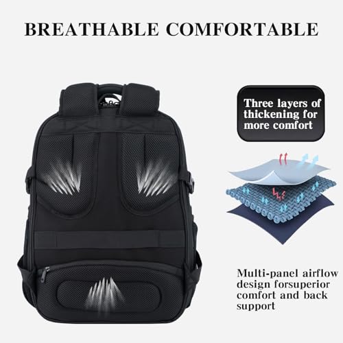 EMPSIGN 17.3 Inch Computer Laptop Backpack for Men, 45L with USB, Black | Anti-Theft, USB Charging Port, Water-Repellent, Business Travel Work College