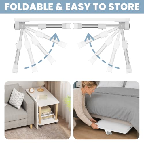 Adjustable Lap Desk, Foldable Laptop Desk for Bed, X-Large Lap Table | 23.6 x 15.7 Inches Bed Laptop Table, Laptop Stand for Couch & Sofa, Laptop Tray for Adults Writing Reading Eating, White - color: White