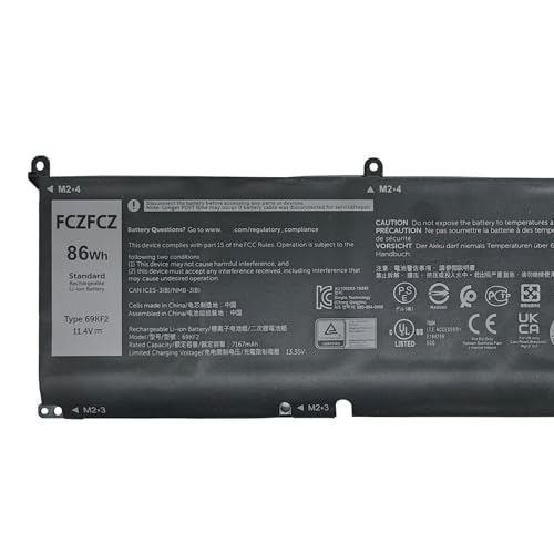 69KF2 Battery 86Wh 7167mAh 8FCTC 70N2F 11.4V 6-Cells | Replacement for Dell Alienware M15 R3 M15 R4 R5 R6 M17 R3 R4 / XPS 15 9500 9510 / Precision 5550 / Inspiron 7510 7610 Series