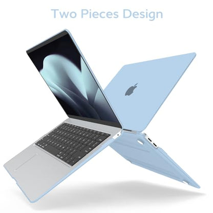 Anban Compatible with MacBook Air 13 inch Case M1 2022 2021 2020 2019 2018 Release A2337 A2179 A1932 Touch ID, Matte Plastic Laptop Hard Shell Case & 2 Keyboard Cover & Screen Protector, Air Blue - color: Air Blue