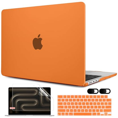 MEEgoodo for M5 MacBook Pro 16 inch Case 2026 2024 2023 2021 (Fit Model A3429/A3428/A3403/A3186/A2991/A2780/A2485) M5 M4 M3 M2 M1 Pro/Max, Laptop Case with Keyboard & Webcam Cover, Matte Orange - color: Matte Orange