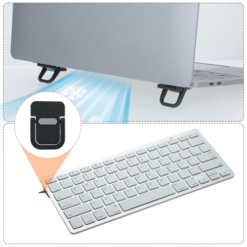 Apausvcm 2Pcs Keyboard Riser, Self-Adhesive Mini Keyboard Stand for Desk Portable Laptop Feet Foldable Keyboards Lift for Most Keyboards (Black) - color: Black