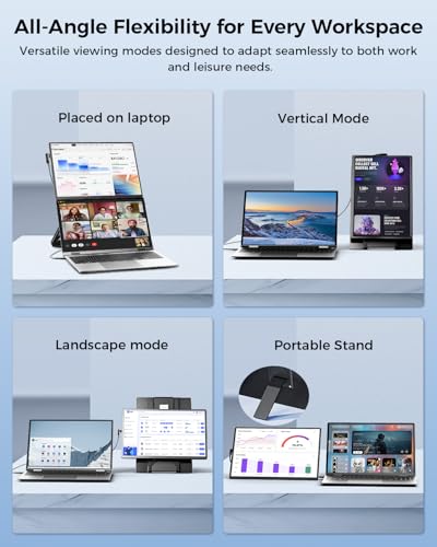 Cevaton Laptop Screen Extender, 16.1" FHD 1200P Portable Monitor for Laptop with Magnetic Detachable Stand, 360° Rotatable Borderless Screen, Plug & Play, Compatible with Windows Mac - size: 16" Screen