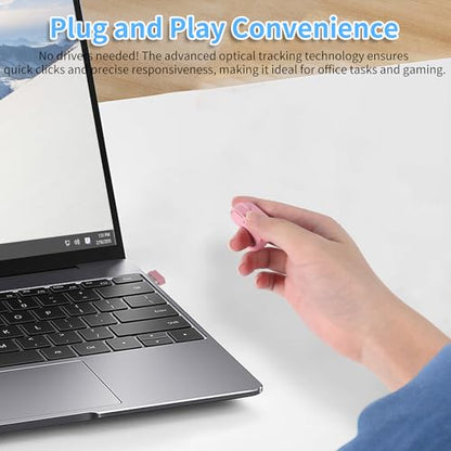 Mini Bluetooth Wireless Mouse Dual Mode Finger & Ring Touchpad Design, Rechargeable with Charging Case for PC, Laptops, Tablets & Smartphones – Ideal for Remote Control, Page Turning,Travel (Pink) - color: Pink