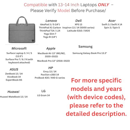 Light Grey Durable Laptop Shoulder Bag 13-14 Inch ONLY MacBook Pro 13 Intel M1 HP EliteBook 840 G7 G8 G9 Lenovo Yoga 7i 9i ThinkPad X13 T14 ASUS Chromebook Flip C434 Shockproof Professional - color: Light Grey, size: Small-Med 13-14 Inches
