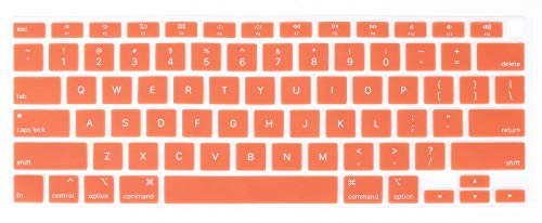 Se7enline Compatible with MacBook Air 13 inch 2018/2019/2020/2021/2022/2023/2024 Keyboard Cover for MacBook Air 13-Inch Touch ID with Retina Display M1 A2337/A2179 US Layout, Living Coral/Orange Red - color: Living Coral