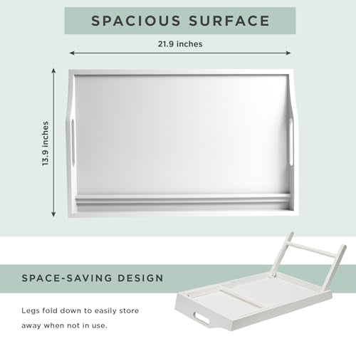 ROSSIE HOME Wood Bed Tray – White, Fits 17.3” Laptops - color: Soft White, size: Extra Large
