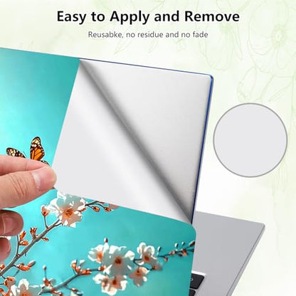 Laptop Skin Sticker Decal, Universal Reusable Vinyl Laptop Cover for 12" 13" 13.3" 14" 15" 15.4" 15.6" Notebook PC, Reusable Waterproof Scratch-Resistant with 2 Wrist Pads,Butterfly Flower - color: Butterfly Flower