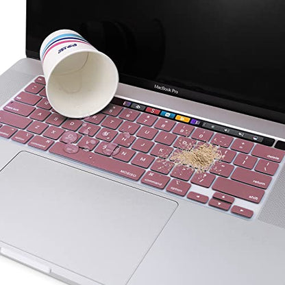 MOSISO Keyboard Cover Compatible with MacBook Pro 13 inch M2 M1 | 2023-2020 A2338 A2289 A2251&Compatible with MacBook Pro 16 2020 2019 A2141 Touch ID, Protective Silicone Skin, Tea Petal Pink - color: Tea Petal Pink