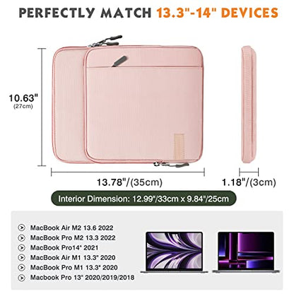 MoKo 13.3-14 Inch Laptop Sleeve Bag Carrying Case with Accessory Pocket | Fits MacBook Pro 14-inch M3/M2, MacBook Pro 13-inch M2/M1, MacBook Air 13.6-inch M2 and Surface Pro 9/8, Pink - color: Pink, size: 13.3-14 Inch