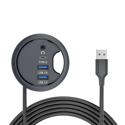 USB 3.0 Hub Sound Card USB-C 2 Port USB 60mm Desk Grommet Splitter Dock Station Headphone Mic Audio Interface for Desktop PC Desk - style: USB-C+2USB+Mic Audio