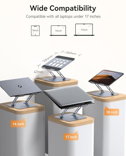 ORICO Ergonomic Laptop Stand for Desk, Height Adjustable Aluminum Laptop Stand Riser, Foldable Computer Holder for MacBook Neo, Air, Pro, Dell XPS, HP, Lenovo, Fits Devices up to 17" (ST11, Gray) - color: Gray