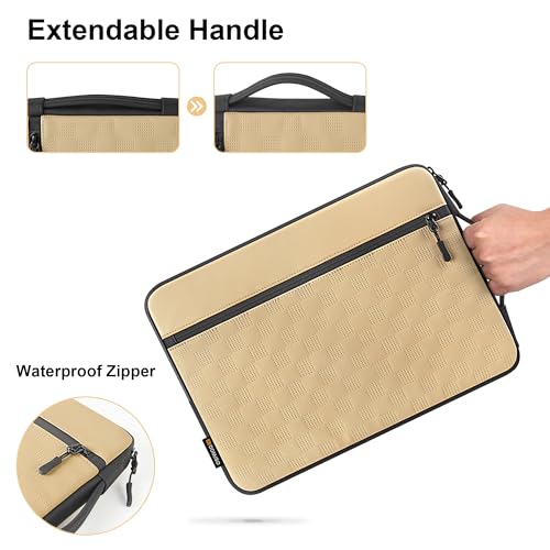 DOMISO 14 Inch Laptop Sleeve with Handle, Waterproof Protective Case for Most 14” Laptops Including MacBook Pro, HP Spectre, Lightweight & Shockproof, Beige - color: Beige, size: 14 inch