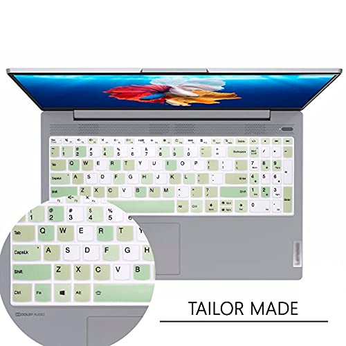 Silicone Keyboard Cover for Lenovo 2020 2021 ideaPad 5 15,ideaPad Flex 5 15IIL05,ideaPad Slim 7 15,Yoga Slim 7 15,Yoga 7i 15.6, ThinkBook 15p,ThinkBook 15 Gen 2 Series Laptop (Mixed Color Green) - color: Mixed Color Green