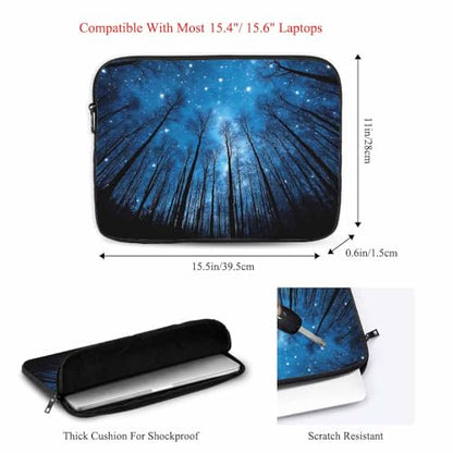 Laptop Sleeve Bag 15.4 15.6 Inch,Trees Starry Night Sky Star Blue Protective Polyester Computer Cases Laptop Cover Briefcase Bag Tablet Travel Cover - color: LPS-009