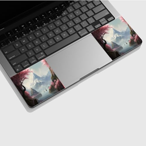 Universal Laptop Skin Sticker with 2 Wrist Pad Skins, Waterproof Scratch Resistant Vinyl Laptop Cover Decal, Cut to Fit for 11–15.6 Inch MacBook HP Dell Lenovo, Cherry Tree by Lake - color: Cherry Tree By Lake