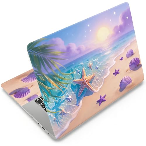 Laptop Skin 12.1-15.6 inch Removable Universal Reusable Laptop Sticker Decal,Waterproof No Residue Vinyl Cover,Scratch-Resistant Cuttable Full Wrap Sticker for Notebook, Pastel Ocean Beach Starfish - color: Pastel Ocean Beach Starfish