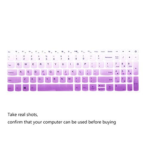 2 Pack Keyboard Cover for Lenovo IdeaPad 3 3i 15.6'' 17.3'' /Lenovo Yoga C740 C940 15.6 /Lenovo Ideapad 320 330 330s 340s 520 S540 720s 130 S145 L340 S340 V330 V130 /ThinkBook 15 Keyboard Skin - color: OmbrePurlple+Clear