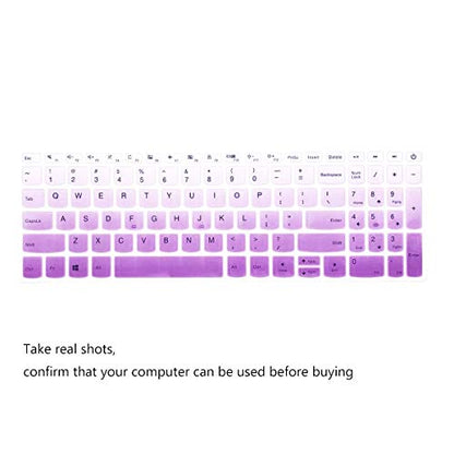 2 Pack Keyboard Cover for Lenovo IdeaPad 3 3i 15.6'' 17.3'' /Lenovo Yoga C740 C940 15.6 /Lenovo Ideapad 320 330 330s 340s 520 S540 720s 130 S145 L340 S340 V330 V130 /ThinkBook 15 Keyboard Skin - color: OmbrePurlple+Clear