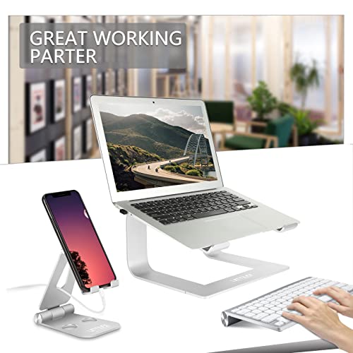 Urmust Laptop Stand for Desk - Ergonomic Computer Stand Riser Holder for MacBook Air Pro, Dell, HP, Lenovo, Samsung, Alienware Laptops 11-15.6" (Silver, Up to 15.6" Laptop) - color: D-Silver