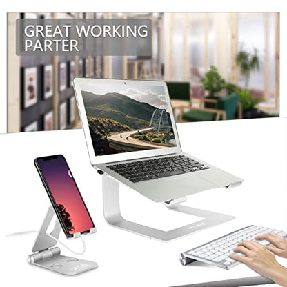 Urmust Laptop Stand for Desk - Ergonomic Computer Stand Riser Holder for MacBook Air Pro, Dell, HP, Lenovo, Samsung, Alienware Laptops 11-15.6" (Silver, Up to 15.6" Laptop) - color: D-Silver