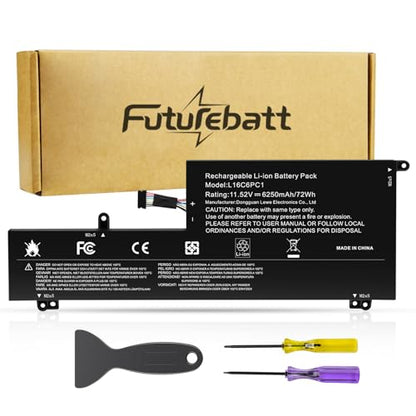 Futurebatt L16C6PC1 Laptop Battery Replacement for Lenovo Yoga 720-15Ikb Series Notebook L16M6PC1 L16L6PC1 5B10M53745 5B10M53743 5B10M53744 11.52V 72Wh 6268mAh - size: L16C6PC1 11.61 5.51 0.98in