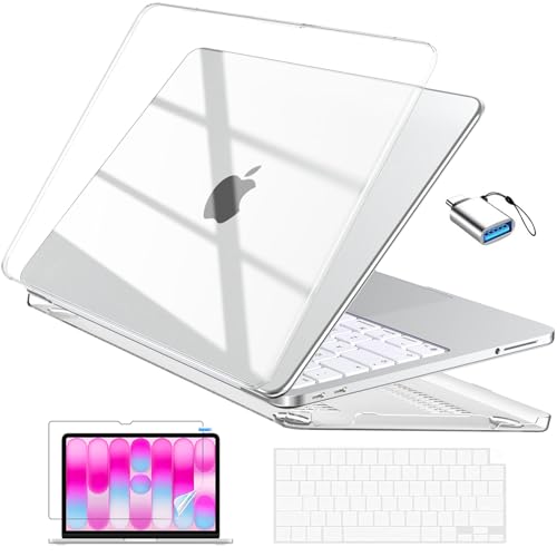 EooCoo for MacBook Neo Case 13 inch 2026, Scratch Resistant, Crystal Clear | Durable, Easy Snap-On, Protective Hard Shell Case & Keyboard Cover & Screen Film & Type C, Model A3404 (A18 Pro Chip) - color: Crystal Clear