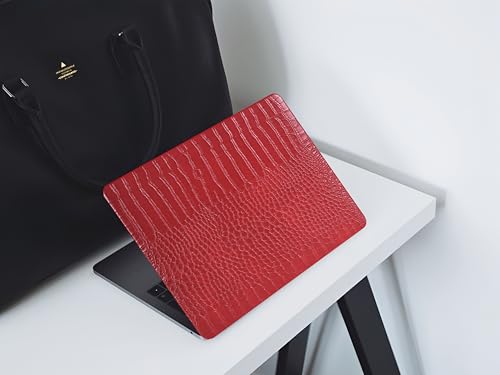 Crocodile Case for MacBook Air 13 inch 2026-2022 M5/M4/M3/M2 Logo Cutout | Model A3449 A3240 A3113 A2681, Texture Crocodile Aligator Skin Snakeskin PU Leather Hardshell Case & Keyboard Cover, Red - color: ## Red Crocodile