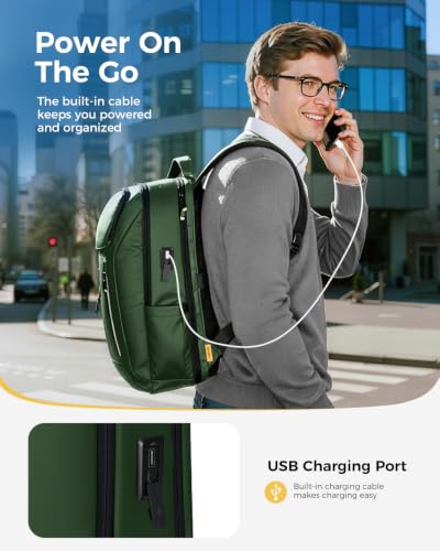 Laptop Backpack 17.3 Inch Business Travel Backpack with USB Charging Port, Durable Lightweight Anti-Theft Work Computer Bag with Laptop Compartment, Green - color: Green