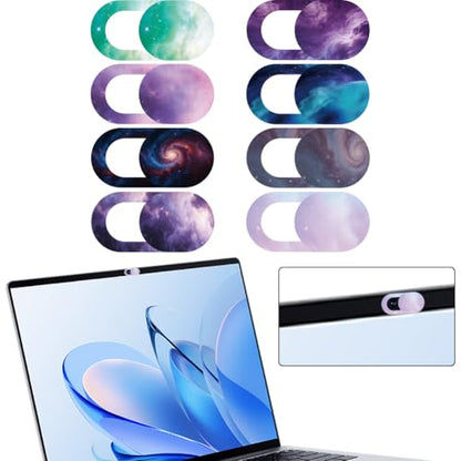8Pcs 8 Styles Cute Laptop Camera Cover Star 0.04 Inch Privacy Guard Accessories, Thin Camera Privacy Blocker Space Galaxy Pattern for Laptop Desktop Computer Tablet Notebook Home Office Use - color: Space