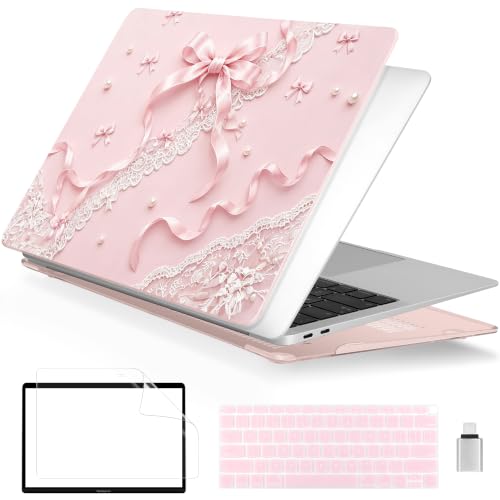 Batianda LumiArt Case for MacBook Air 13" M1 Chip, Coquette Ribbon | Fits Model A2337/A2179/A1932, 2018-2020; 1.2mm Slim Lightweight Hard Shell Cover, Scratch Resistant,4-in-1 Accessories Bundle - color: Coquette Ribbon