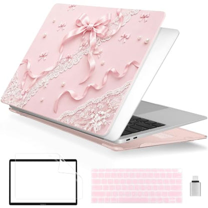 Batianda LumiArt Case for MacBook Air 13" M1 Chip, Coquette Ribbon | Fits Model A2337/A2179/A1932, 2018-2020; 1.2mm Slim Lightweight Hard Shell Cover, Scratch Resistant,4-in-1 Accessories Bundle - color: Coquette Ribbon