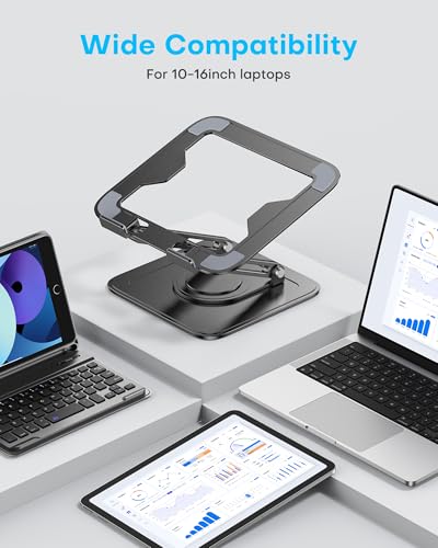 LOXP Adjustable Laptop Stand, Computer Stand with 360 Rotating Base | Ergonomic Laptop Riser Mount for Desk Foldable Protable Computer Desk Fits with MacBook Pro Air - color: Classic Black