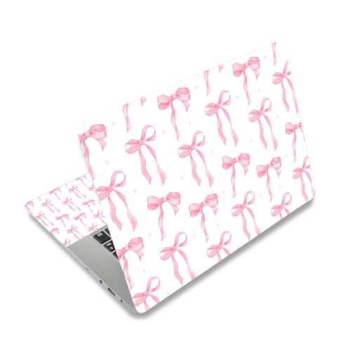 Pink Bow White 12 12.1 13 13.3 14 15 15.4 15.6 in Skin Laptop Sticker Decal, Netbook Skins for Notebook PC, Universal Vinyl Laptop Decor Cover for Women Girls, Waterproof Art Protector - color: Pink Bow White