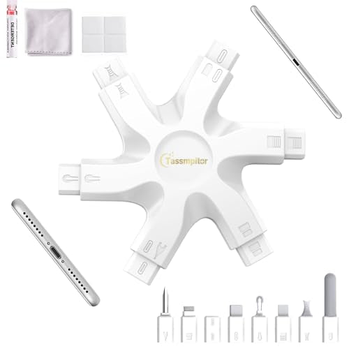 iPhone Cleaning Kit for Charging Port Cleaner,Lightning Charger Connector | Speaker Cable,AirPod Pro Cell Phone，Cleaning Putty，Repair Restore Tool,Thin Cleaning Brushes,Microfiber Cloths,Port Pick - color: Snow White