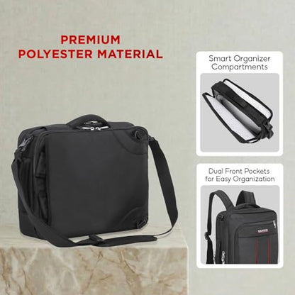 SAKOS Flash 3 in 1 Laptop Bag, 15.6 Inch Convertible Messenger, Shoulder Bag & Backpack, Water Repellent Travel Bag, Professional Work Bag for Men & Women, Briefcase with Laptop Compartment - Black - color: 5. Flash - Black/Red