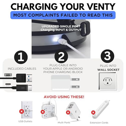 VENTY Portable Fan - Wireless Battery Operated Fan - 4 Speeds - LED Lighting - Carry Case & Remote Control - Cruise Travel - Outdoor Travel RV Power Bank With USB-C Port (Blue with Case) - color: Blue