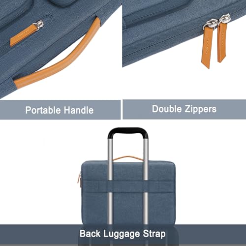 MOSISO 360 Protective Laptop Case 14 inch, 14 inch Laptop Sleeve Compatible with HP Lenovo Dell ASUS Acer, HP, Dell Latitude, Lenovo, Side Open Carrying Case with 4 Zipper Pockets&Handle, Haze Blue - color: Haze Blue, size: 14 inch