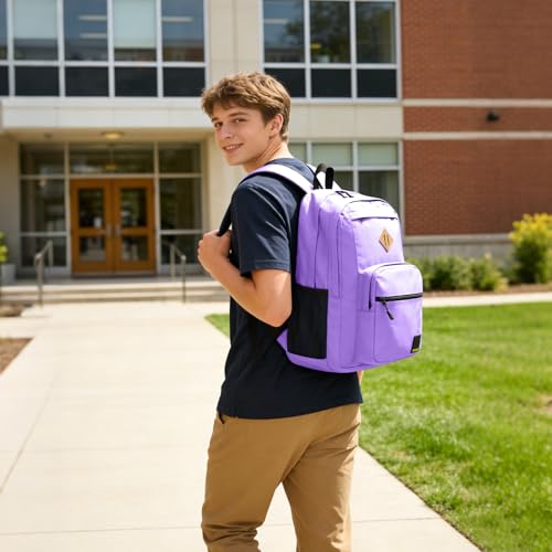 Goloni Lightweight Laptop Backpack 1.1Lbs, 26L Wear-Resistant Water Resistant Backpack with Laptop Compartment for Men Women - color: Purple