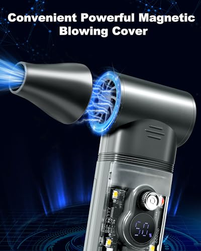 Electric Air Duster- 100000RPM Compressed Air Duster with LED Light - 30 Gear Adjustable Cordless Air Duster Rechargeable Air Duster for PC&Keyboard, Outdoors, Car, Home Cleaning