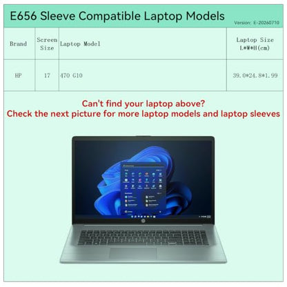 Smatree Laptop Sleeve for 17 inch HP 470 G10,Protective Laptop Case with Accessory Pocket,YKK Zipper,Patented Shockproof Design(E656) - size: 17 inch/E656/Size: 40.7*25.7cm