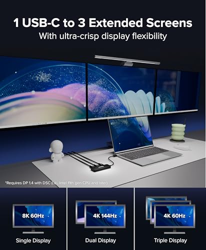 Plugable USB C to HDMI Multi Monitor Adapter | Triple 4K60 Displays | Driverless MST Hub for Windows, Chrome OS, USB-C, Thunderbolt, USB4 Laptops | Multi HDMI Ports, HDR & HDCP Compliant (USBC-MSTH3)