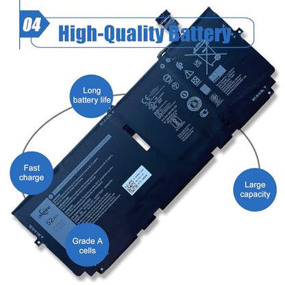 722KK 52Wh Laptop Battery Replace for Dell XPS 13 9300 (2020 Edition) XPS 13 9310 (2020 Edition) XPS 13 9380 (2020 Edition) P117G P117G002 P117G001 Series 02XXFW 2XXFW 0WN0N0 WN0N0 FP86V 7.6V 6800mAh - size: 10.52*4.07*0.17 inch 722KK
