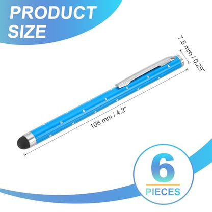 PATIKIL Stylus Pens for Touch Screens, 6 Pcs High Precision Universal Bling Stylus Crystal Metal Capacitive Pen for Touch Screen Devices Phone Tablets Laptop, Blue - color: Blue