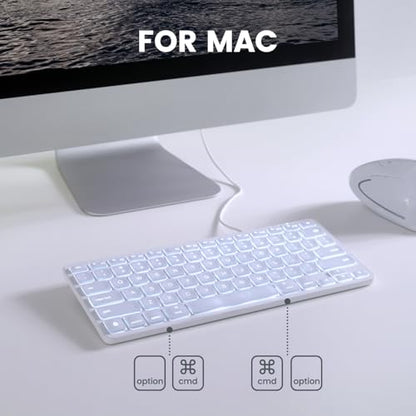Perixx PERIBOARD-332MW Wired Backlit Scissor Keyboard - Compatible with Mac OS X and iOS Device - Mini 11.22x4.57x0.83 Inches - Scissor Keys with Big Font - White Backlit - style: Wired Backlit mac