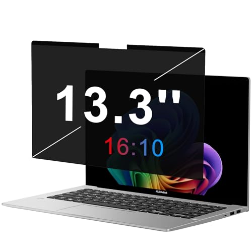 OMOTON Magnetic Laptop Privacy Screen 13.3 Inch 16:10, Anti-Spy Filter, Matte Anti Glare Blue Light Protector, Easy Install & Remove - size: 13.3 inches