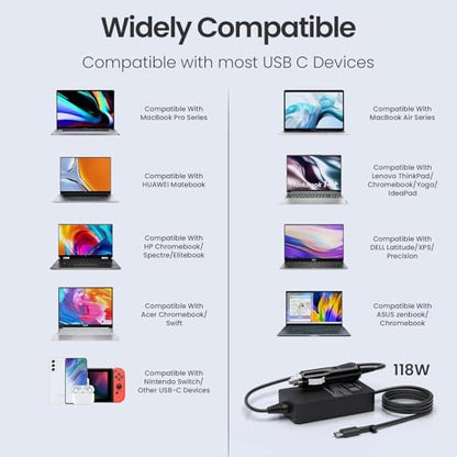 100W Laptop Car Charger USB C Compatible with Dell Latitude 5420 3520 5520 5510 7320 7520 7420 5430 5440 5540 5450,for Dell Pro 14 Plus 13 16 PB14250 PB13250 DB14250 PA16250 DB06250 PC16250