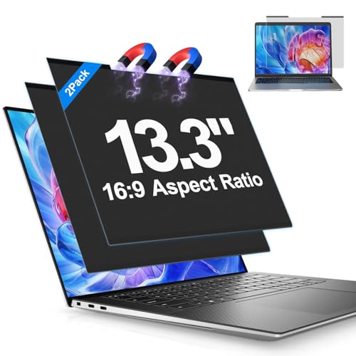 2Pack Magnetic Laptop Privacy Screen Filter 13.3 inch for 16:9 Widescreen Computer Monitor, Removable Anti Blue Light Privacy Shield, Anti-Glare Protector - size: Magnetic 2Pack 13.3 inch (16:9)
