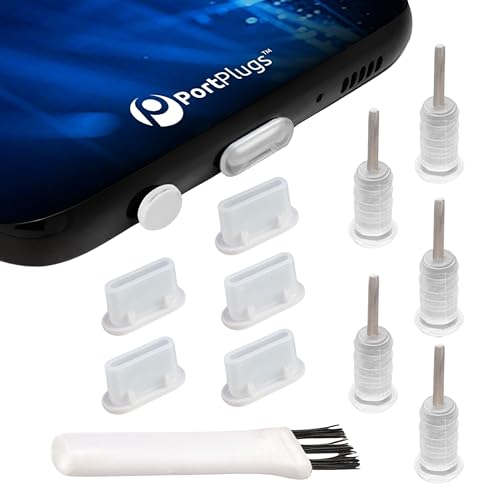 USB C and 3.5mm Dust Plugs 5 Pairs with SIM Tool and Cleaning Brush, Clear | Protects USB C and 3.5mm audio ports, helps block dust and lint, reusable covers, compact device care set - color: Clear, 5 Pairs, size: 5 Pairs